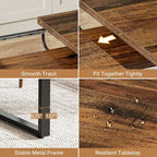 Extendable Dining Room Table for 6-8 people, Wood Rectangular Dinner Table with Metal Frame