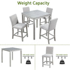 5-piece Wood Dining Counter Height Table and Chair Set