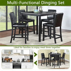 5-piece Wood Dining Counter Height Table and Chair Set