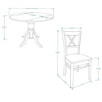 3-Piece Dining Set, 42 Round Drop-Leaf Table and Cross Back Chairs