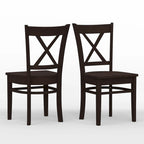 3-Piece Dining Set, 42 Round Drop-Leaf Table and Cross Back Chairs