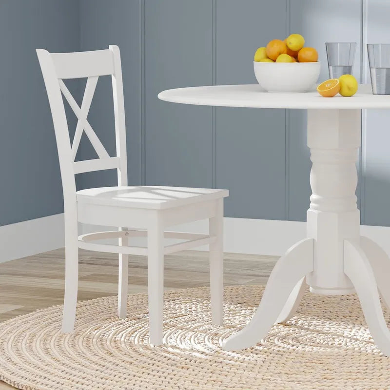 3-Piece Dining Set, 42 Round Drop-Leaf Table and Cross Back Chairs