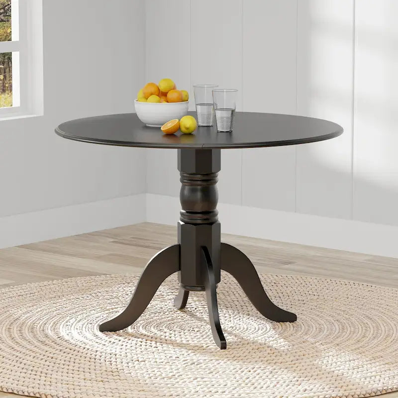3-Piece Dining Set, 42 Round Drop-Leaf Table and Cross Back Chairs