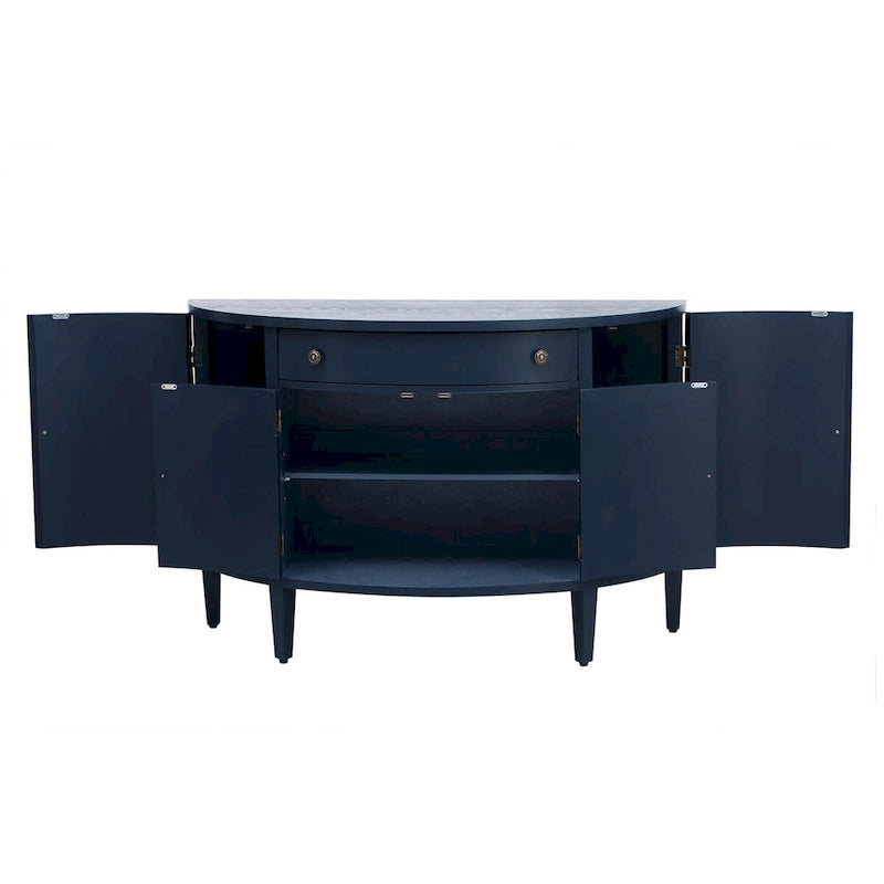 Curved Design Storage Cabinet with Adjustable Shelves and Drawer