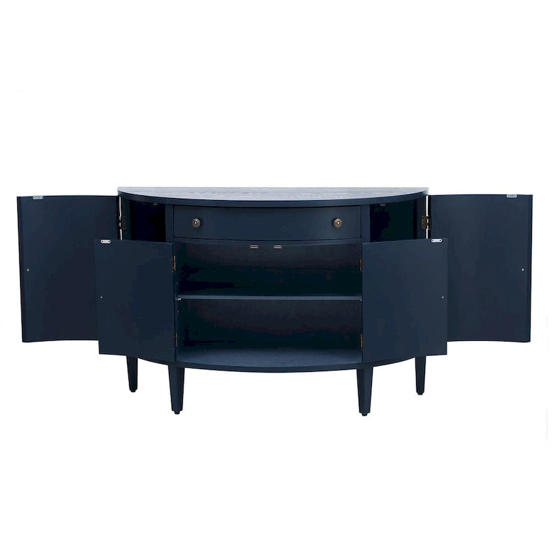 Curved Design Storage Cabinet with Adjustable Shelves and Drawer