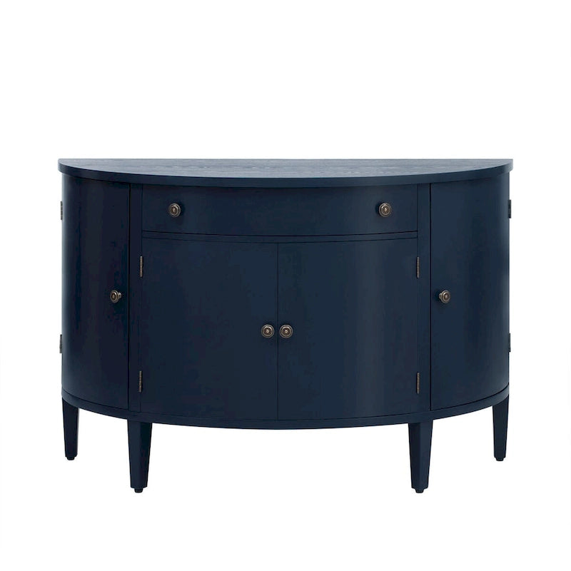 Curved Design Storage Cabinet with Adjustable Shelves and Drawer
