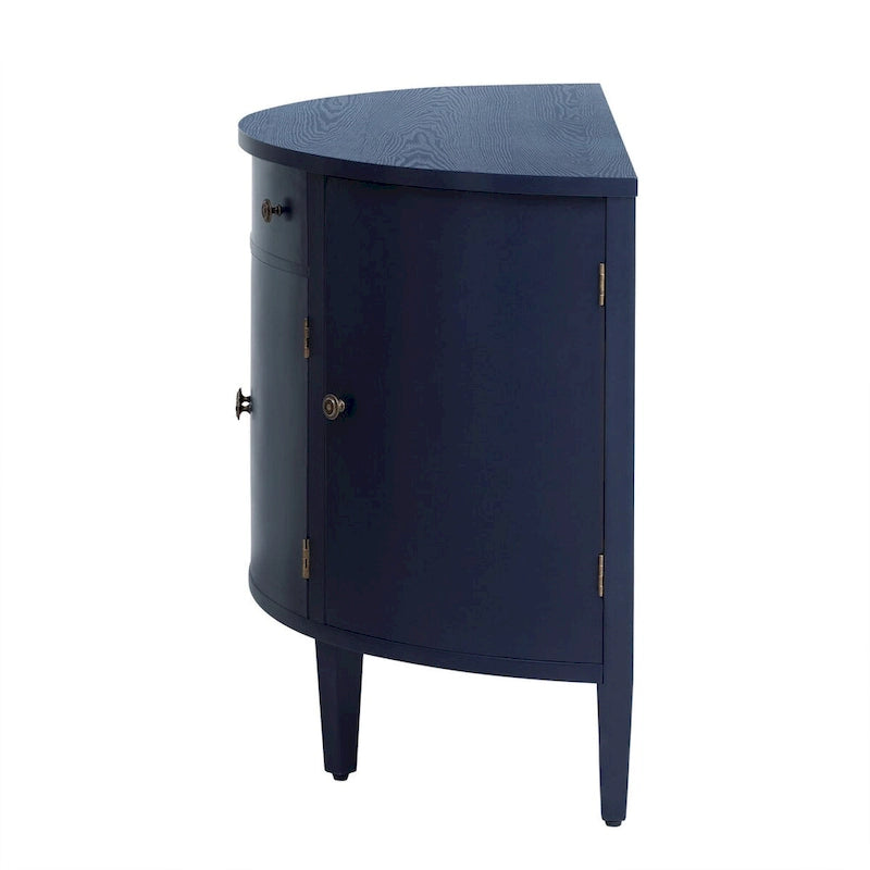 Curved Design Storage Cabinet with Adjustable Shelves and Drawer