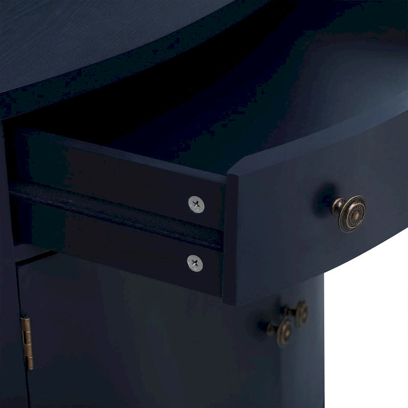 Curved Design Storage Cabinet with Adjustable Shelves and Drawer