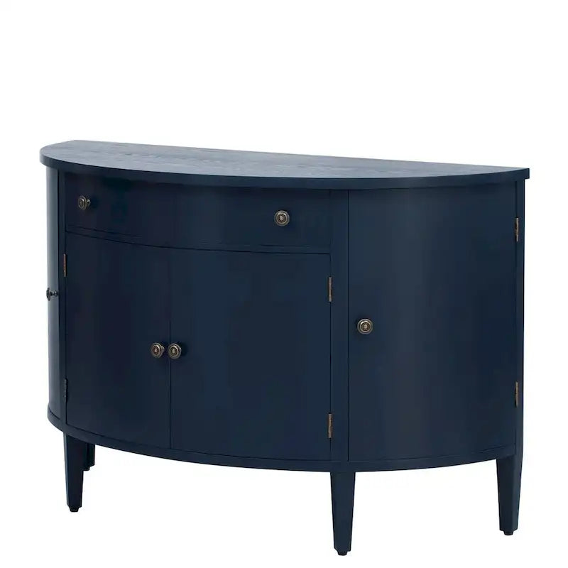 Curved Design Storage Cabinet with Adjustable Shelves and Drawer