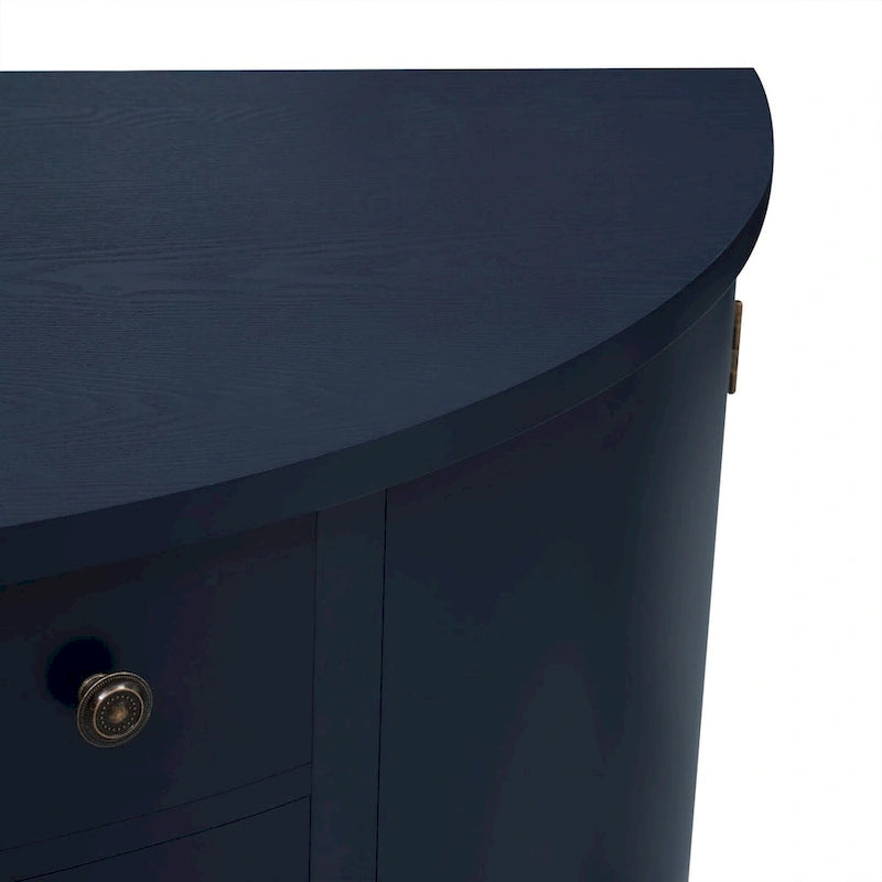 Curved Design Storage Cabinet with Adjustable Shelves and Drawer