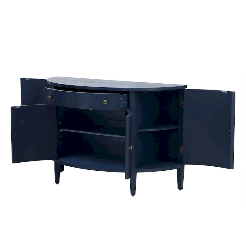 Curved Design Storage Cabinet with Adjustable Shelves and Drawer