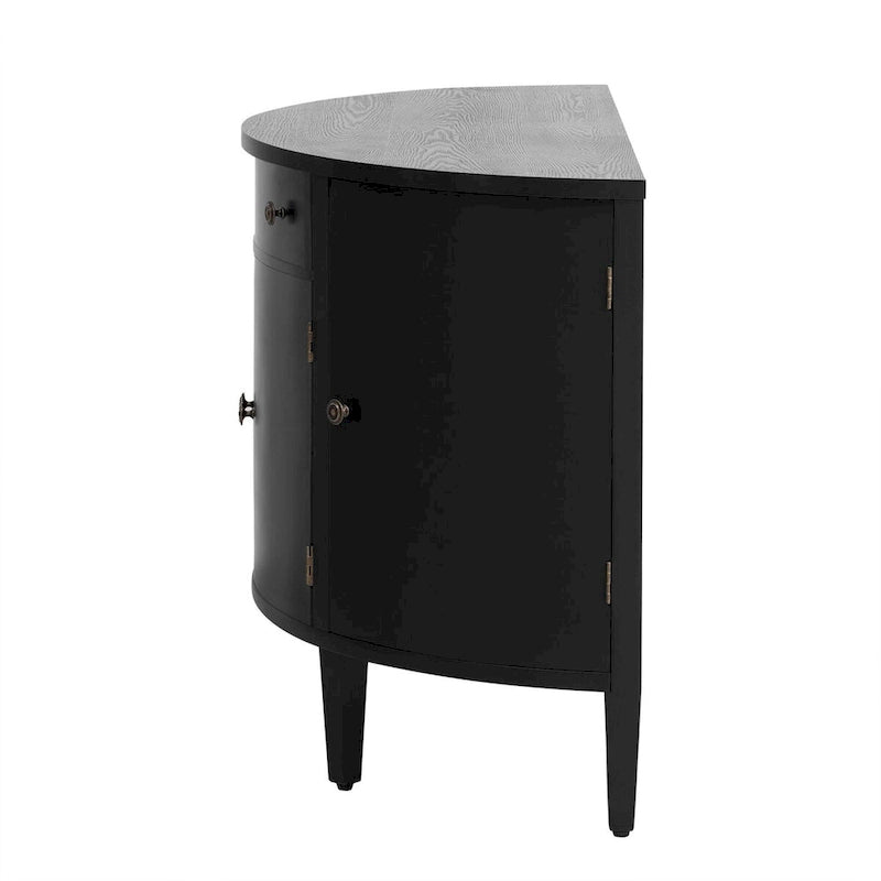 Curved Design Storage Cabinet with Adjustable Shelves and Drawer