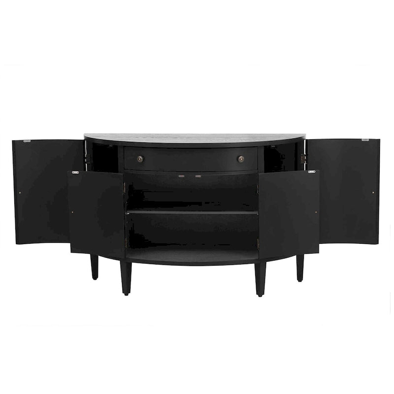 Curved Design Storage Cabinet with Adjustable Shelves and Drawer
