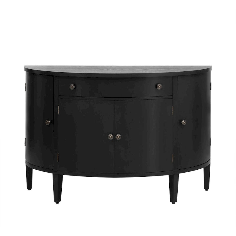 Curved Design Storage Cabinet with Adjustable Shelves and Drawer