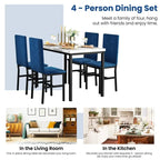 5 Piece Dining Table Set for 4, Kitchen Faux Marble Table Set with Velvet Chairs for Small Spaces, Breakfast Nook, Living Room