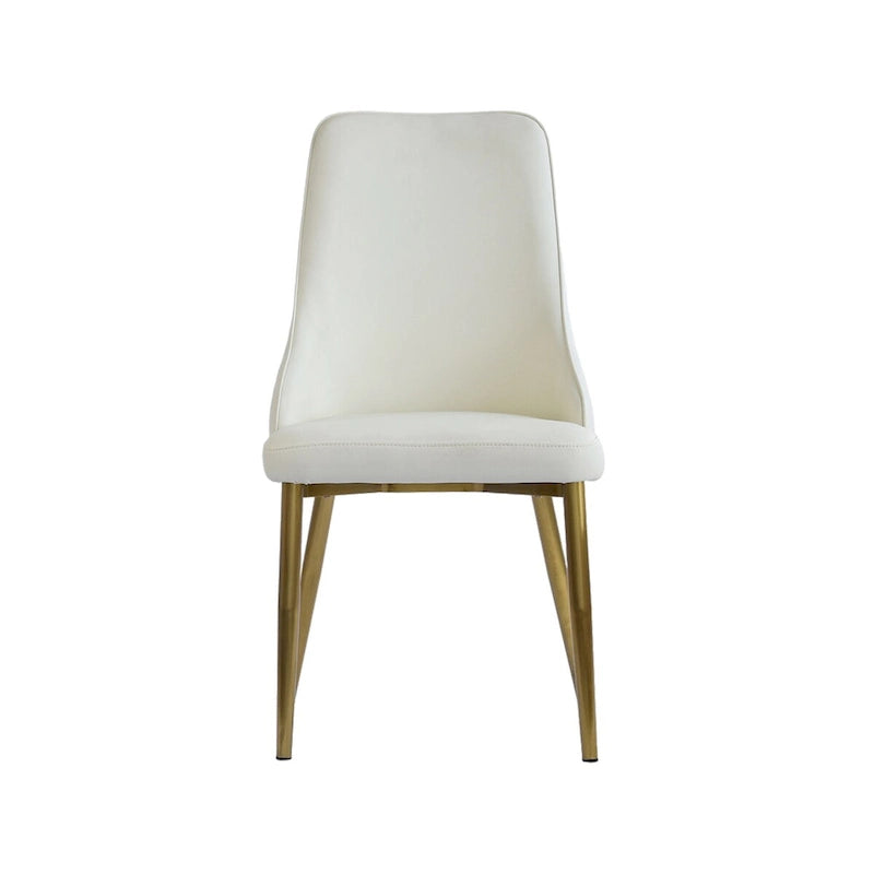 Modern Set of 2 Beige Upholstered Faux Leather High Back Chair For Dining Table