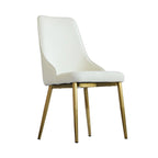 Modern Set of 2 Beige Upholstered Faux Leather High Back Chair For Dining Table