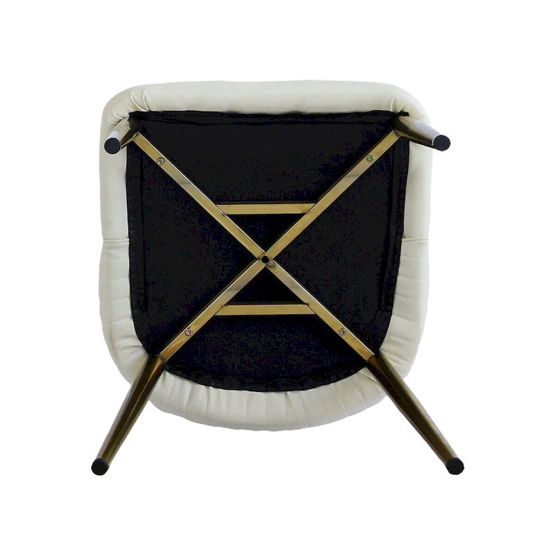 Modern Set of 2 Beige Upholstered Faux Leather High Back Chair For Dining Table