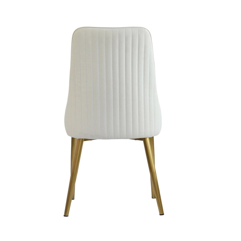 Modern Set of 2 Beige Upholstered Faux Leather High Back Chair For Dining Table