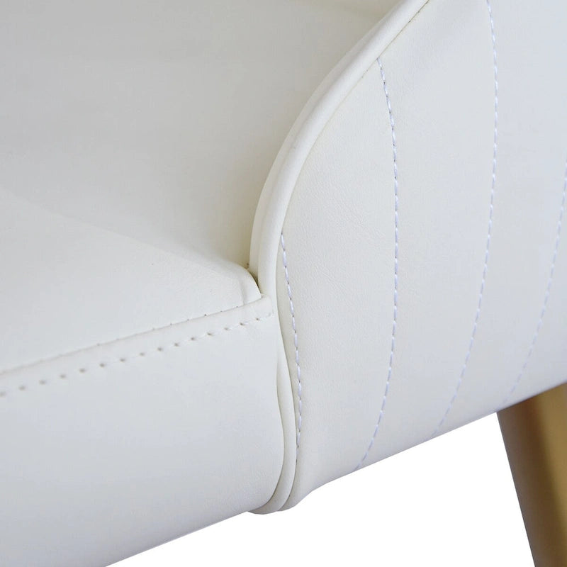 Modern Set of 2 Beige Upholstered Faux Leather High Back Chair For Dining Table