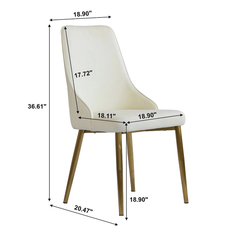Modern Set of 2 Beige Upholstered Faux Leather High Back Chair For Dining Table