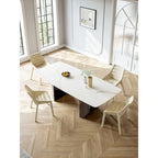 White Sintered Stone Dining Table - 6 Seater 63" Pedestal