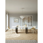 White Sintered Stone Dining Table - 6 Seater 63" Pedestal