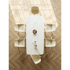 White Sintered Stone Dining Table - 6 Seater 63" Pedestal