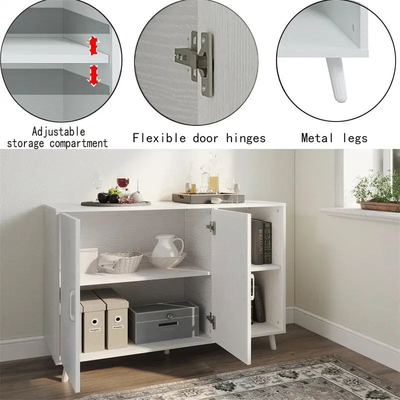 Kitchen Sideboard with 2 Door 2 Shelves - 15D x 41.7W x 32.6H