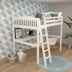 Yes4wood Everest Twin Size Loft Bed with Desk, Solid Wood