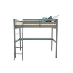 Yes4wood Everest Twin Size Loft Bed with Desk, Solid Wood
