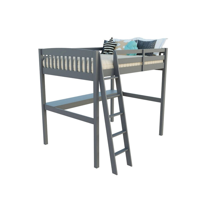 Yes4wood Everest Twin Size Loft Bed with Desk, Solid Wood