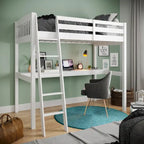 Yes4wood Everest Twin Size Loft Bed with Desk, Solid Wood