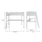 Yes4wood Everest Twin Size Loft Bed with Desk, Solid Wood
