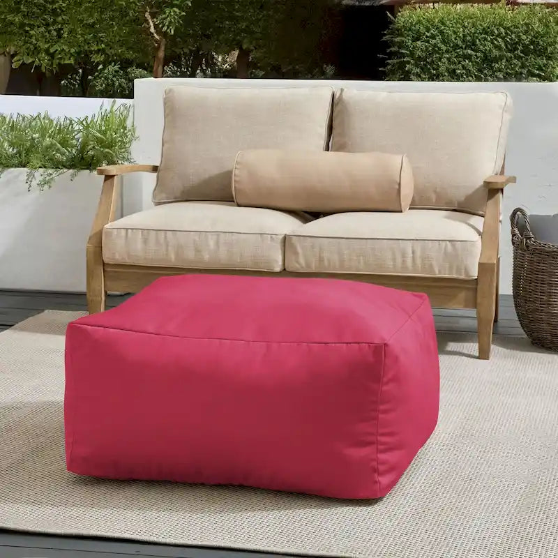 Sorra Home Sunbrella Outdoor Knife Edge Solid Bean Pouf