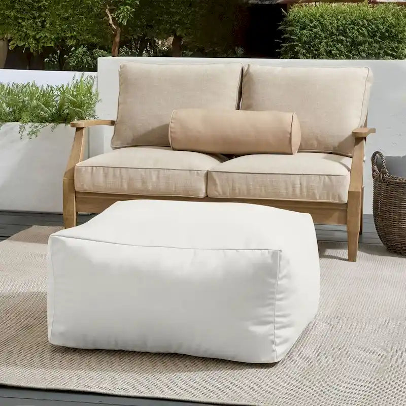 Sorra Home Sunbrella Outdoor Knife Edge Solid Bean Pouf