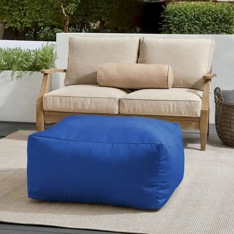 Sorra Home Sunbrella Outdoor Knife Edge Solid Bean Pouf