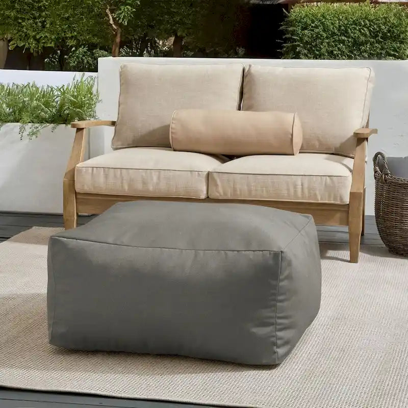 Sorra Home Sunbrella Outdoor Knife Edge Solid Bean Pouf