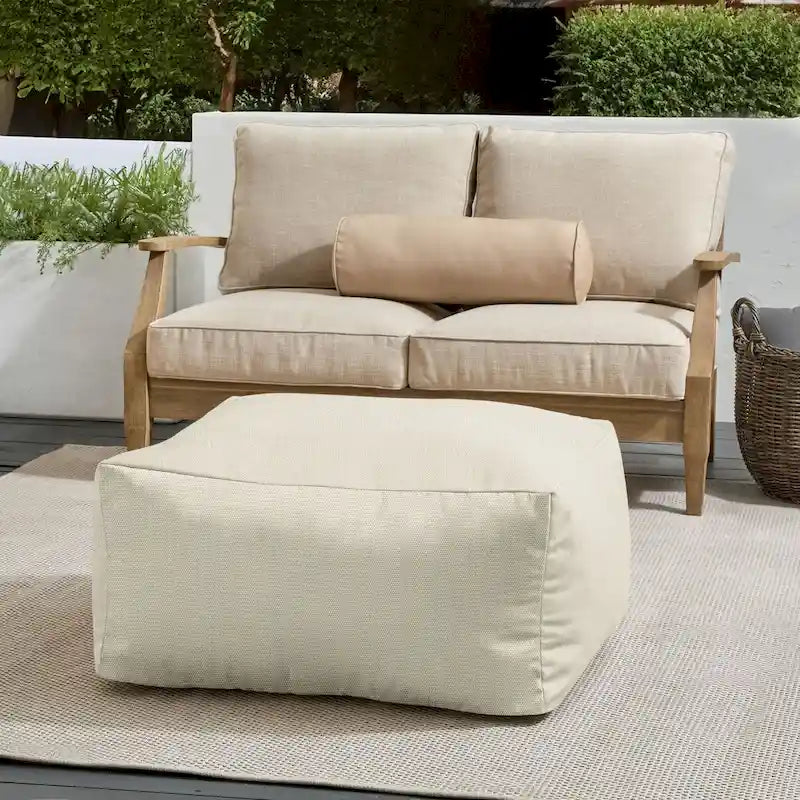 Sorra Home Sunbrella Outdoor Knife Edge Solid Bean Pouf