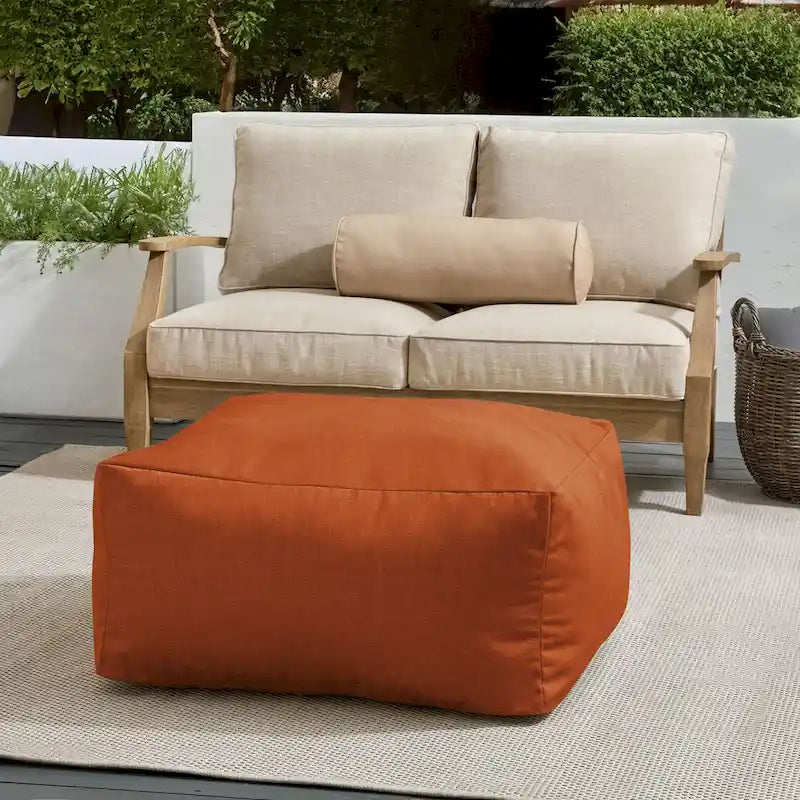 Sorra Home Sunbrella Outdoor Knife Edge Solid Bean Pouf