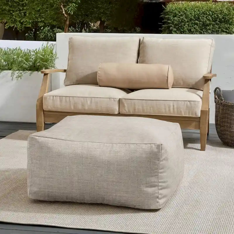Sorra Home Sunbrella Outdoor Knife Edge Solid Bean Pouf
