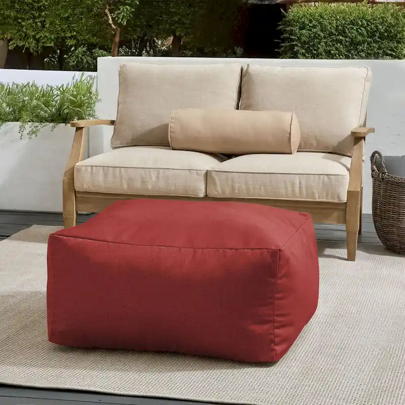 Sorra Home Sunbrella Outdoor Knife Edge Solid Bean Pouf