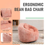 HOMEFUN Chenille Upholstered Durable Comfort Lounger High Back Bean Bag Loveseat Sofa