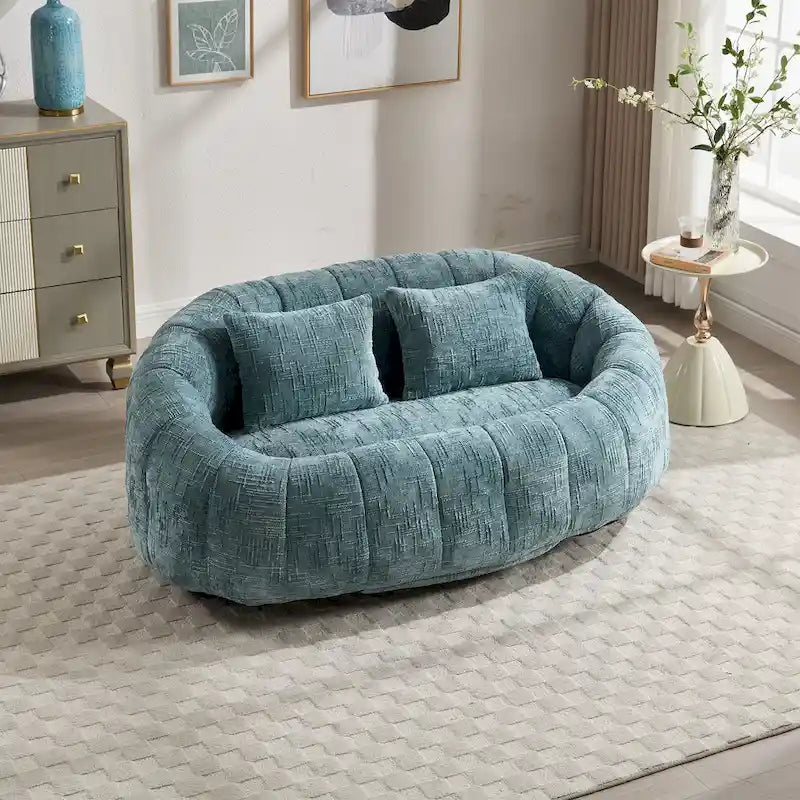 HOMEFUN Chenille Upholstered Durable Comfort Lounger High Back Bean Bag Loveseat Sofa