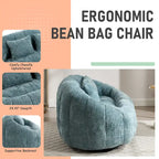 HOMEFUN Chenille Upholstered Durable Comfort Lounger High Back Bean Bag Loveseat Sofa