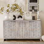 60-in Farmhouse Antique Black 4 Wooden Door Sideboard Buffet Server Accent Storage Cabinet
