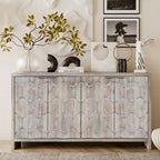 60-in Farmhouse Antique Black 4 Wooden Door Sideboard Buffet Server Accent Storage Cabinet