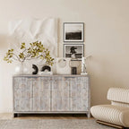 60-in Farmhouse Antique Black 4 Wooden Door Sideboard Buffet Server Accent Storage Cabinet