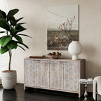 60-in Farmhouse Antique Black 4 Wooden Door Sideboard Buffet Server Accent Storage Cabinet
