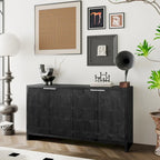 60-in Farmhouse Antique Black 4 Wooden Door Sideboard Buffet Server Accent Storage Cabinet